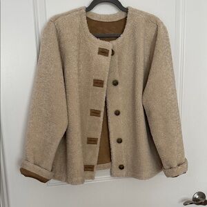 J Jill off white / Tan Women's Jacket reversible XL